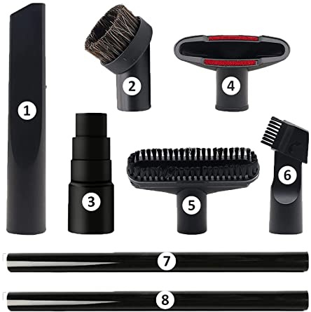 GEBDSM Vacuum Attachments, 1 1/4 Vacuum Cleaning Tools Kit for Shop Vac Accessories with 32mm/ 1.25 Extension Wands and Hose Adapter, 8 Pack