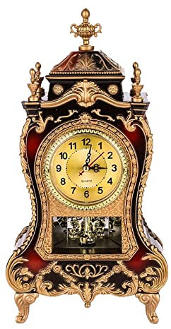 QUWOTXE Vintage Schreibtisch Uhr, Antike Uhr, Europäischen Stil Wanduhr Barocke Retro Tischuhren,für Wohnzimmer Dekorative,Home Hotel Dekorative, Schreibtisch Wecker