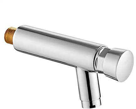 Wall-Mounted One Hole Auto Closing Water Saver Cold Tap Copper Public Lavatory Press Delay Faucet Ktchen Bathroom Garden Patio Sink Faucets, Polished Chrome