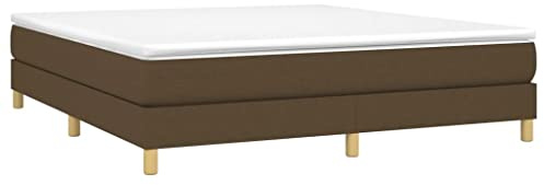 vidaXL Boxspring-sängram mörkbrun 160x200 cm tyg, dubbelsäng, säng, säng ram, dubbelsängar, sängar, säng ramar, resårmadrass, resårmadrasser, pocketersårmadrass