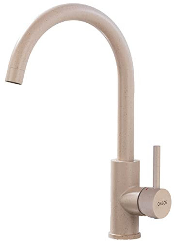ONECE Wasserhahn Küche Spültischarmatur mit 360° drehbar Auslauf, Küchenarmatur Hochdruck Mischbatterie, Einhebelmischer Armatur für Küche, Weizenfarbe