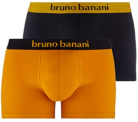 Bruno Banani Herren 2pack Flowing Boxershorts, Goldgelb/Schwarz // Schwarz/Goldgelb, M EU