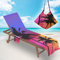 FANSU Portable Beach Sun Lounger Cover, Microfiber Towel Travel Lounge Chair Cover, Sunbed Pockets, Quick Dry, Tropical Island 7, 75x200cm