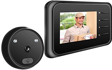 HUIOP Dörrklocka med dörrtittarkamera med trådlös bildskärm, live view tillgänglig, digital, fototagning, digital dörr för hemsäkerhet (skickas utan,