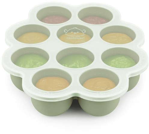 Almacenamiento de alimentos de silicona para bebés, 60 ml x 10 cápsulas, contenedor de silicona para congelación de gachas de bebé con tapa adjunta, recipiente de congelación de alimentos