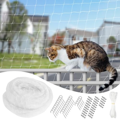 Vegena Katzennetz Für Balkon 8x3 M Katzennetz, Balkonnetz Für Katzen Katzengitter Katzenschutznetz Ohne Bohren Katzen Netz Mit Zubehör Balkonnetze Zum Balkonen, ​Terrassen, Fenstern, Türen, Garten