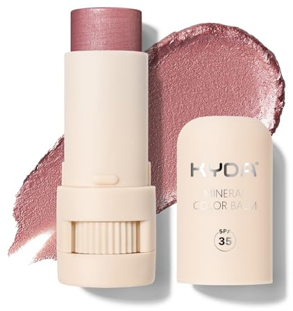 KYDA Mineral Color Balm, SPF 35, Creamy Blendable Color for Lips and Cheeks, Buildable Shimmer Finish, Lightweight Cream Formula, Multiuse Makeup Stick, ROSE