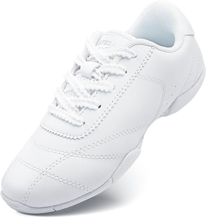 Stelle Cheer Shoes Girls White Cheerleading Dance Shoes Youth Athletic Training Tennis Sneakers for Competition Sport (White,3ML)