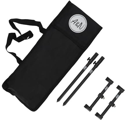 A&N Rutenhalter Rutenauflage Angeln Set 2X Bankstick 24-45cm + 2X Buzzerbar 15cm