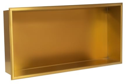 Thermopanel Stainless Steel Recess Shower Niche - Modern & Elegant Recessed Shelf Organizer, Rustproof Stainless Steel, Pre-Assembled Waterproof Wall Shelf for Bathroom Storage,Gold, 610 x 305 x 103mm