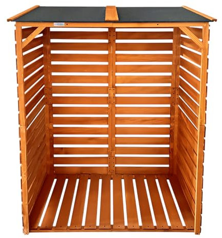 Lendo Online Kaminholzregal Außen - 118x59x158cm - mit Asphaltdach - Brennholzschuppen aus imprägniertem Fichtenholz - Holzunterstand wasserdicht - Holzregal - Brennholzregal - Holz (Honigbraun)