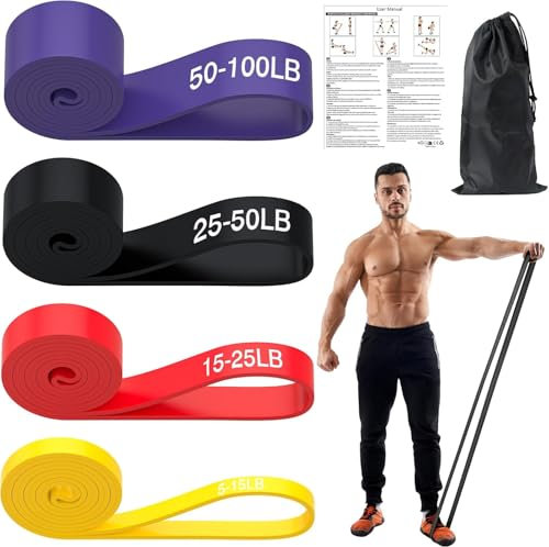 Fitnessbänder, Resistance Bands Widerstandsstufe 5-100LB (4 Stücke)
