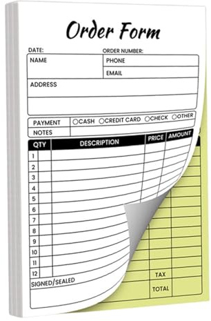Milageto Carnet de reçus pour petites entreprises - Pratique, Bloc de reçus de vente, Bloc de factures professionnel - Facile à utiliser et, Bon de Commande