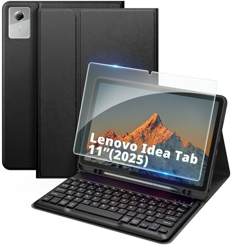 EasyAcc Étui Clavier Compatible avec Lenovo Idea Tab 11 2025 (TB-336ZU/TB-336FU) avec Film de Protection, [Français], Étui de Protection pour Clavier Amovible avec Porte-Stylo, Noir