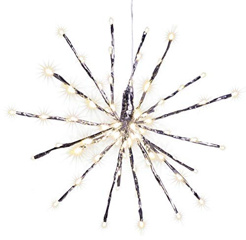 Nipach GmbH 80 LED Meteor Stern Leuchtfarbe warm weiß Ø 40 cm für Innen und Außen mit Trafo Timer Weihnachtsstern zum Aufhängen Dekostern Xmas-Deko