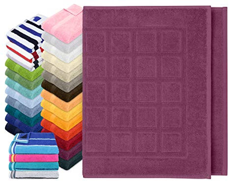 Dyckhoff Traumhaft weiche Bio-Handtuchserie - erhältlich in 22 modischen Unifarben in 7 verschiedenen Größen, sowie 7 Streifen-Variationen, 1 Badvorleger 50 x 80 cm, Beere
