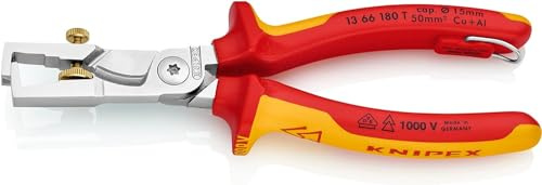 KNIPEX StriX Abisolierzangen mit Kabelschere in Blister isoliert mit Mehrkomponenten-Hüllen, VDE-geprüft; mit integrierter, 13 66 180 T BK