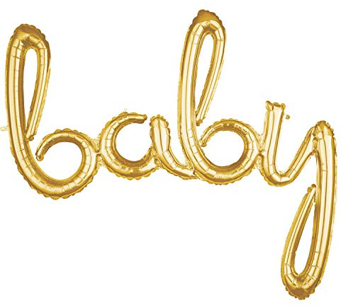 Amscan 3669011 - Globo de plástico con la palabra Baby, color dorado , color/modelo surtido