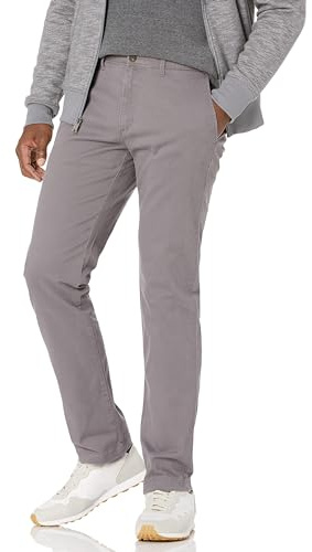Amazon Essentials Men's Slim-Fit Casual Stretch Khaki, Dark Grey, 36W x 34L