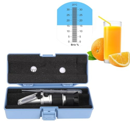 Brix Refractometer,Brix Meter,0-90% Refractometer Brix Tester Aluminum Concentration Meter Portable Handheld Sugar Content Measurement Refractometer Tester for Automatic Temperature Compensation