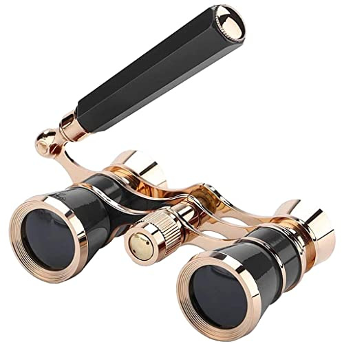 3 x 25 kikare teleskop med handtag, elegant teleskop för kvinnor, vintage operaglas för vuxna barn (svart)