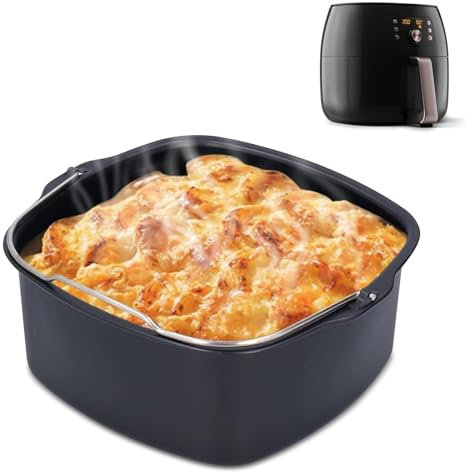 Airfryer Back Kit, Heißluftfritteuse Zubehör, Wiederverwendbare Air Fryer Backform Kuchenfass Brotbackkorb Kompatibel für HD9925 HD9860 HD9905 01 Accessory(17cm)