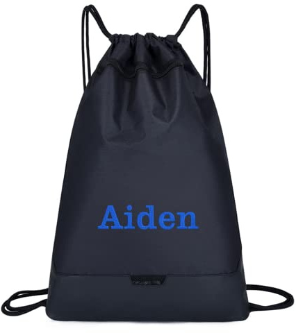 Varsany Black Personalised Children’s Kids Boy Girl PE Bag, Gymsack Bag, Sports Bag, Gym Kit Bag, Drawstring Bag, Cinch Gym Bag, Perfect for Back to School, Football, Swimming