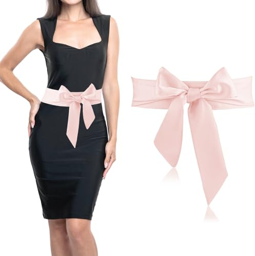 Andibro Cinturón de vestido para mujer, cinturón de satén para novia, accesorio de lazo para boda, dama de honor, cinturón de novia