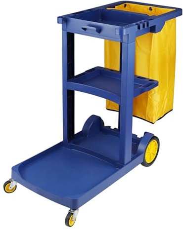 NRNQMTFZ Kunststoff Reinigungswagen,Putzwagen Mobil,Commercial Reinigungswagen,Haushalts-Servierwagen,für Hotel, Gastronomie und Gebäudereinigung(Package A,Blue)