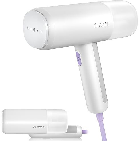 CLEVAST Steamer Clothing, Handheld Clothes Steamer with 30S Fast Heat-up, 1000W Foldable Travel Steamer with 150ml Water Tank, Fabric Wrinkle Remover with Brush