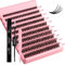 Kit d'extension faux cils en grappe Effet 3D 0.07 40D 8-16mm Mélange de cils individuels en grappe avec applicateur de cils Lash Bond and Seal DIY Extensions de cils à la maison