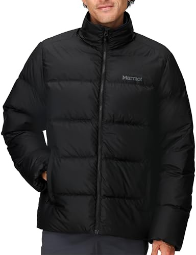 Marmot Men's Guides Down Jacket, Lightweight down jacket, warm winter puffy, water-repellent quilted coat, windproof functional jacket, packable outdoor jacket, Black, L