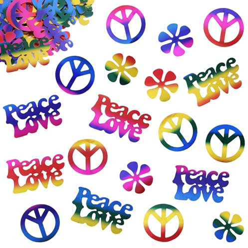 100pz Coriandoli Hippie Groovy Boho PEACE&LOVE Confetti Fiore Hippie Party Team 60s 70s Bomboniere Decorazione Festa Tema 60s 70s Hippie Party Compleanno