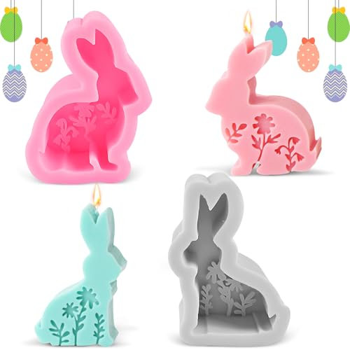 2 Pcs Coniglietto Pasquale Stampo,Stampo in Silicone Coniglio di Pasqua,Stampo per candele in silicone,Stampi in Resina Coniglio,per Colata Sapone Candela Resina