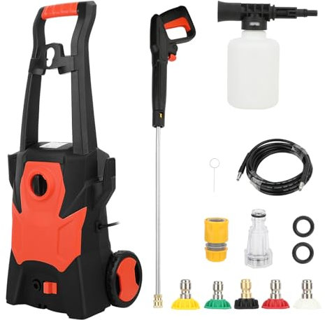 Electric Pressure Washer 1400W Power Washer with 5 Nozzles, Portable High Pressure Cleaning Machine for Car, Garden, Yard, House – Small Corded Powerwash Unit with Long Hose and Foam Cannon