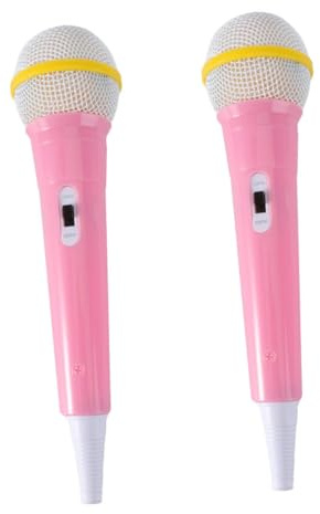 FUNNETOYU 2Pcs Microphone Portable Lightweight Fake Microphones Realistic Design for Singing Role Play and Stage Performance Props Pink