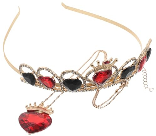 DEARMAMY Diadème de Mariage en Alliage Noir et Rouge avec Cristaux en Forme de Cœur Collier Assorti Accessoire de Tête pour Anniversaire Bal et Fête de Princesse