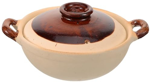 HOOWIFFY Olla de Barro para Guisar 500 Ml, Cazuela Multifuncional de Barro Doble Asa, Resistente al Calor y Antiadherente, Adecuado para Cocina Casera y Preparar Guisos Tradicionales