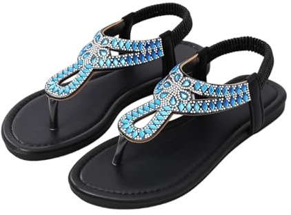 Damsandaler, sommar, elegant, boho, flipflop, strass, glitter, romerska sandaler, damer, platta sandaletter, T-remmar, sandaler, Slingback, sommarskor, tvättbara strandsandaler, lätta trädgårdsskor