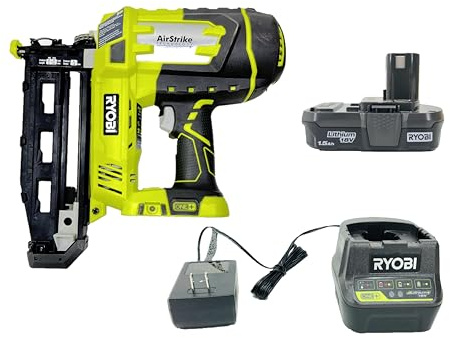 Ryobi 18V One+ Airstrike 16-Gauge 3/4in-2-1/2in Cordless Finish Nailer P325 - Battery & Charger Included (Renewed)