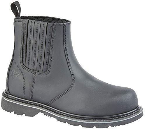 Goodyear Herren Chelsea-Slipper, Leder, Knöchelstiefel, Schuhgröße, Schwarz - Schwarz - Größe: 42 2/3 EU