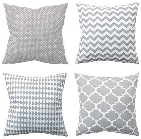 Amilian 4er Set Dekokissen 40x40 Dekokissen mit Füllung und Kissen mit Bezug Dekoratives Balkon Dekoration Couch Sofa Wohnzimmer Kissen Deko 16x16 inch