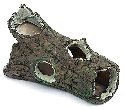 Tiardey Simulazione Legno Morto Ornamento Tronco d'albero Cavo, Decorazione Acquario Casa in Legno Acquario Nascondiglio Grotte Decorazioni per Tartarughe, Piccole lucertole, rettili