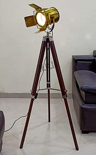 Nautical Replica Hub Lámpara de pie de trípode vintage Iluminación de decoración del hogar | Reflector Cinema Película Accesorios de luz | Focos de estudio y lámpara
