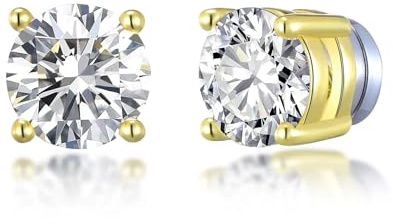 Philip Jones Men's 18k Gold Plated Round Magnetic Clip On Stud Earrings Created with Zircondia® Crystals