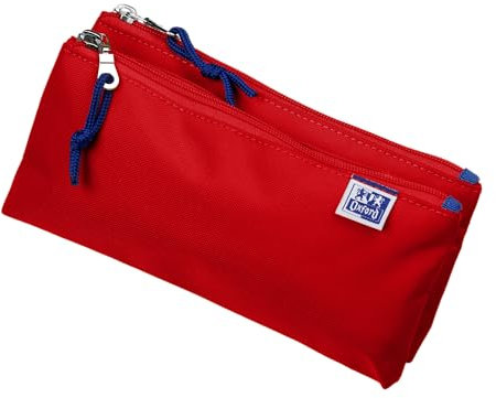 Oxford Federmäppchen für Mädchen und Jungen, Doppel-Fach, 2 Taschen, langlebig, rot