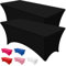 PLULON 2er-Pack schwarze Tischdecke,6FT, rechteckig, dehnbar, waschbar, Spandex-Tischdecke, Tischschutz für Abschluss Terrasse, Picknick, Hochzeit, Geburtstag Bankett Weihnachten Party Tischdekoration