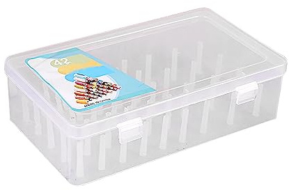 kesurpae Sytrådslåda 42 spolar Plastförvaring med stor kapacitet Tom broderi korsstygn Dammtät behållaretillbehör, Klar