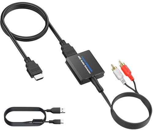 CAMWAY HDMI ARC Audio Extractor, 192 kHz HDMI Audio Splitter 3,5 mm-Stereo Audio Out, HDMI ARC Adapter mit 1M HDMI-Kabel für Verstärker, Soundbar, Heimkinosystem usw