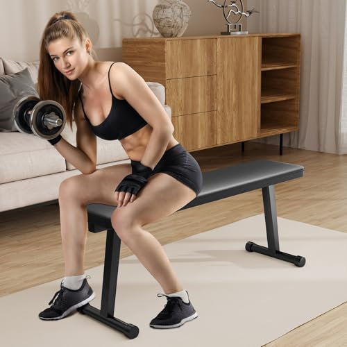 Wilitto Bancos planos, bancos de pesas para gimnasio en casa, bancos de fitness resistentes para entrenamiento de pesas, bancos de gimnasio en casa, levantamiento de pesas y entrenamiento de fuerza,